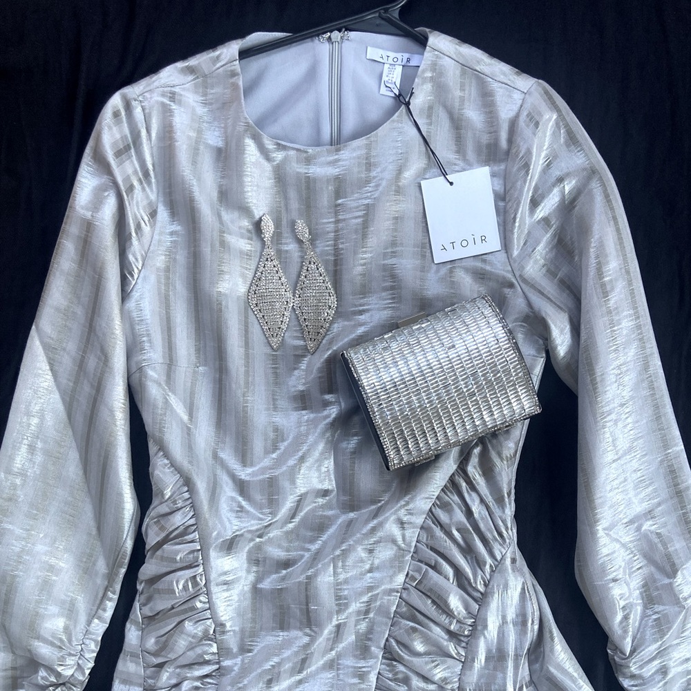 New! Women's Designer Atoir Dress XS. Silver